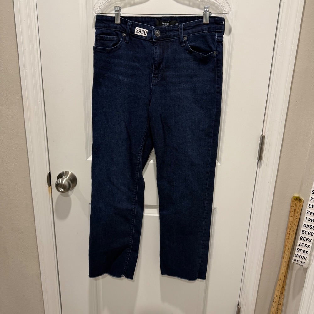 Hudson Womens Straight Leg‎ Jeans Raw Hem Dark Indigo Blue Size 10